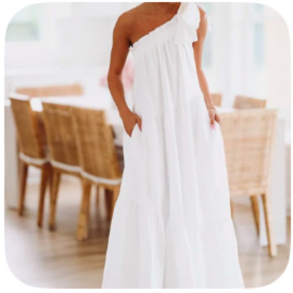 White One Shoulder Bridal Dress